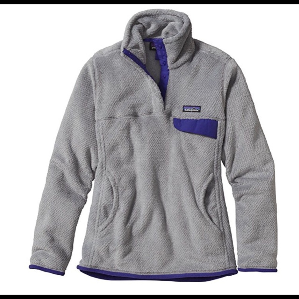 Patagonia Grey and blue re-tool snap pull over